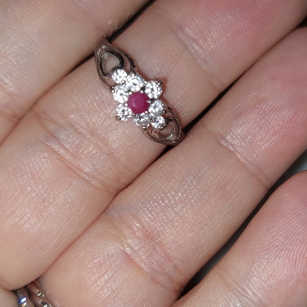 Silver And Ruby Diamond Gemstone Ring - image 1